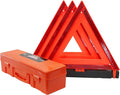 3 Pack Foldable Warning Reflective Triangles with Carrying Case, Heavy Base Roadside Triangles for Vehicles Breakdown, Safty Reflector DOT Approved(Sand Filled)…