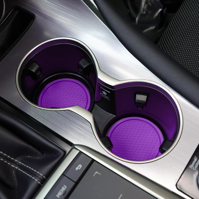 Car Cup Coaster, 4PCS Universal Non-Slip Cup Holders Embedded in Ornaments Coaster, Car Interior Accessories, Purple