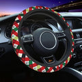 Christmas Red Plaid Dog Paw Prints Steering Wheel Cover Car Accessories Cute for Women Girls Girly Universal 15 Inch Neoprene Auto Interior Decor Anti Slip Car Truck Protector