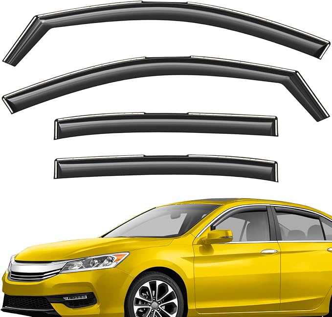 Extra Durable Window Deflectors in-Channel Window Visors Rain Guards Fit for Honda Accord 2013-2017 Sedan, Sun Visors, Wind Vent for Shades, Exterior Car Accessories - 4pcs. AG0749