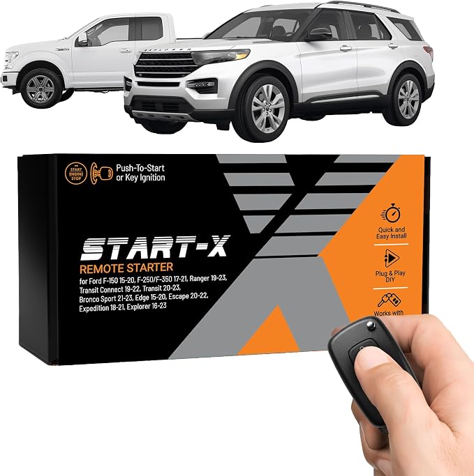 Remote Starter Kit for Select Ford F-150/F-250/F-350, Ranger, Transit, Transit Connect, Bronco Sport, Edge, Escape, Expedition & Explorer with Push-to-Start or Key Ignition | Plug & Play