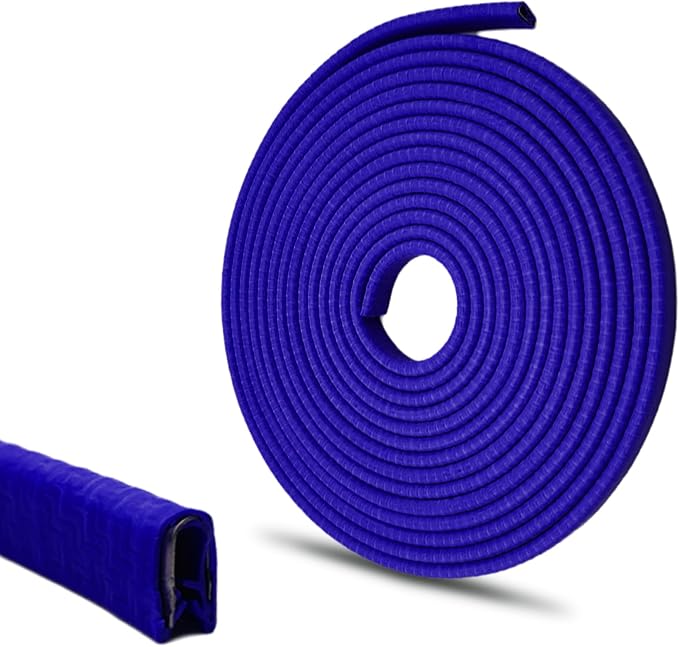 16.4Ft(5M) Car Door Edge Guards, Car Door Protector, U Shape Edge Trim Rubber Anti-Collision Seal Protector, No Glue Required Auto Entry Guard Seal Strips Fit for Trucks SUVs Sedans (Blue)