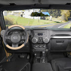 Car Steering Wheel Cover Large-Size for F150 F250 F350 Ram 4Runner Tacoma Tundra Range Rover with 15 1/2 inches-16 inches Outer Diameter, Black and Beige Microfiber Leather