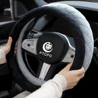 Soft Car Steering Wheel Cover for Sedan, SUV, Warm Luxury Velvet, Odorless, Universal, Anti Slip, Summer Winter, Black, Standard Size[14" 1/2-15"](37-38cm)