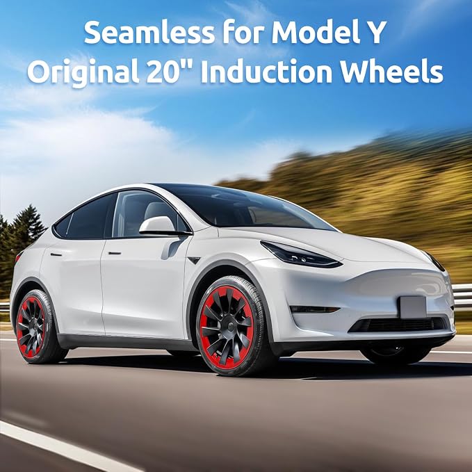 Wheel Rim Protector for Tesla Model Y 20 Inch Induction Wheels All-in-one Car Tire Trim Rings Rim Case Hubcaps Wheel Cover 2020-2024 Model Y Accessories