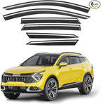 6-PCS Low Profile Window Rain Guards Fit for Kia Sportage 2023-2026 Rain Guard Window Deflectors Extra-Thick Side Window Visors Vent Shades Tape-on Vent Visors Car Accessories
