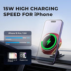 for MagSafe Car Mount Charger, 15W Zinc Alloy Fast Charging Magnetic Wireless Car Charger Phone Holders for Your Car Fits for iPhone 15 Pro Max Plus 14 13 12 Mini MagSafe Case - Red