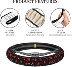 Cherry Strawberry Neoprene Steering Wheel Cover for Men Women Anti-Slip Elastic Steering Wheel Protective Cover 15in Universal Car Accessories Fit Cars, SUVs, Auto