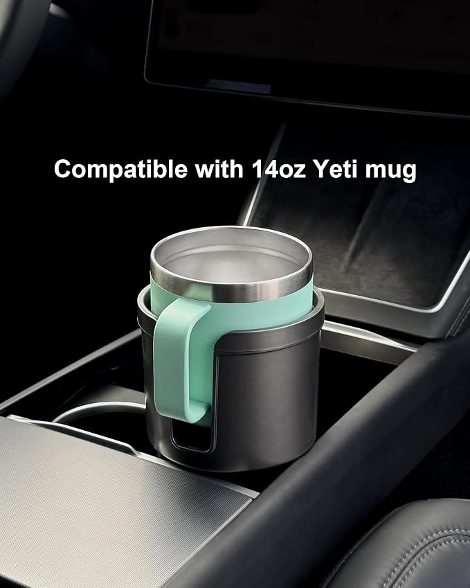 Upgraded Car Cup Holder Expander Adapter with Offset Adjustable Base, Compatible with Yeti 14/24/36/46oz Ramblers, Hydro Flasks 32/40oz, Other Large Bottles Mugs in 3.5"-4.0", Silver 1 Pack