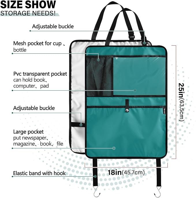Teal Auto Seat Back Kick Protectors, 2 Pack Back Car Seat Organizer