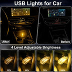 2 PCS USB Car Interior Lights, Plug-in Retro Car Atmosphere Lamps with Touch Adjustment, Portable Mini Nightlights, Universal Ambient Lighting Kits for Vehicle Interior Accessories (Yellow)