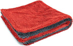 Dreadnought Jr. Microfiber Towel, Superior Absorbency for Drying Cars, Trucks, and SUVs, Double-Twist Pile, One-Pass Vehicle-Drying Towel - Pack of 1, Red/Gray (16 inch x 16 inch)
