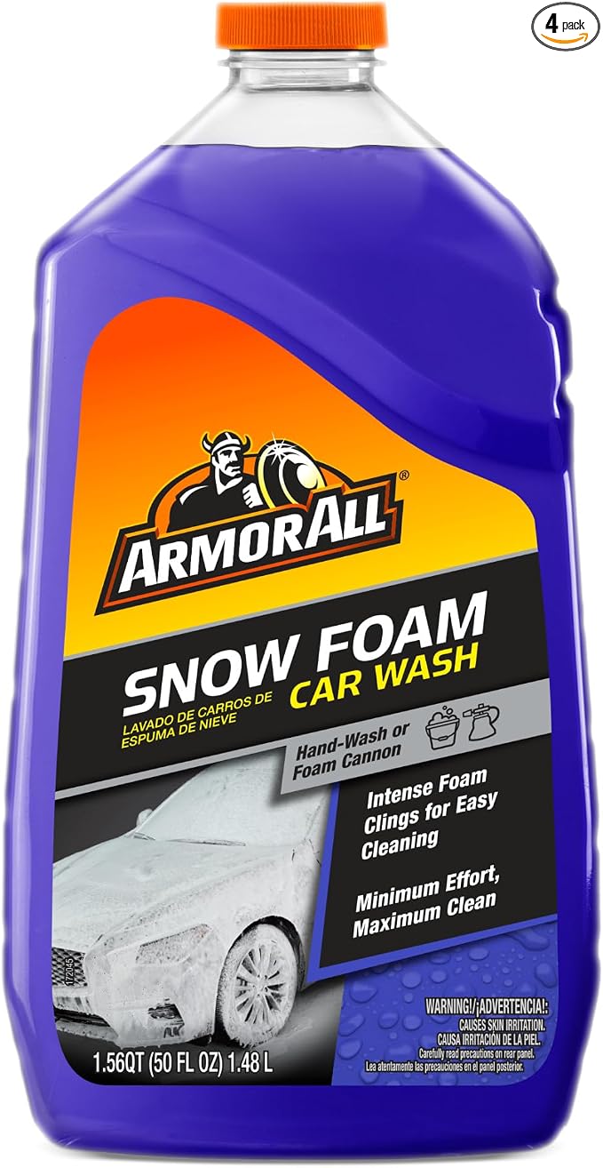 Car Wash Snow Foam Formula, Cleaning Concentrate Soap for Cars, Truck, and Motorcycles, 50 Fl Oz (Pack of 4)