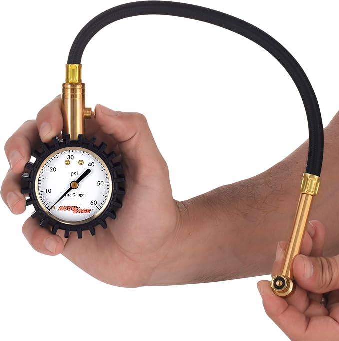 RRA60X Professional Tire Pressure Gauge with Protective Rubber Guard (60 PSI)