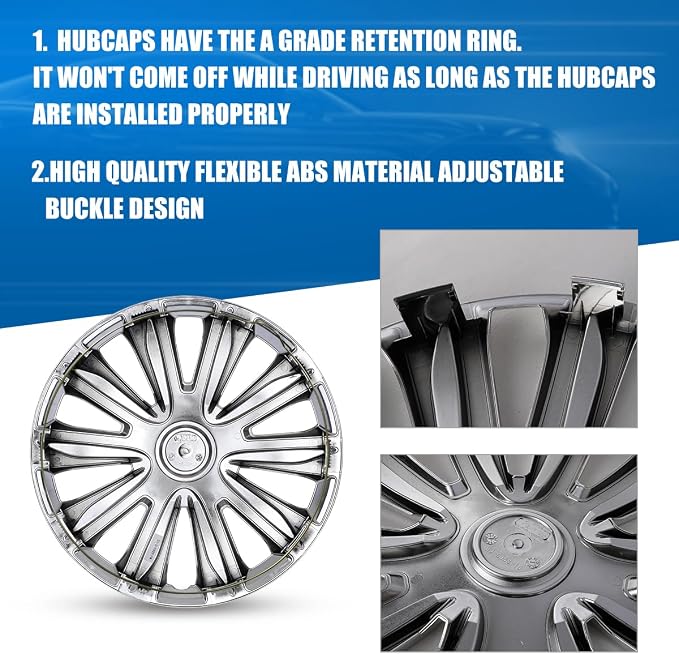 4-Pack 17 Inches Wheel Rim Cover Hubcaps,Redesign Fashion Style Replacement Hubcaps,Car Truck SUV Hub Accessories,Chrome