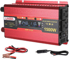 1500 Watt Power Inverter with LED Display,Dual AC Outlets,USB Port, 24V DC to 110V AC Converter Car Power Inverter for Vehicles, Car, RV, Truck, Off Grid Solar System, Outdoor Camping