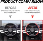 2pcs Universal Fit Carbon Fiber Steering Wheel Cover, Anti-Skid Steering Wheel Cover/Segmented Steering Wheel Protector/Car Interior Accessories (red)