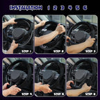 Soft Leather Steering Wheel Cover with Breathable Design and Anti-Slip Grip, Fully Compatible with Tesla, Toyota, Honda, Nissan 14.5-15.2 inch Round Steering Wheel（Sedans and SUVs）