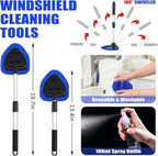 Windshield Cleaner Tool, 17Pcs Car Interior Detailing Kit, Detailing Brush, Towels, Duster, Car Cleaning Kit Interior for RVs, Truck, Trailer (Blue)