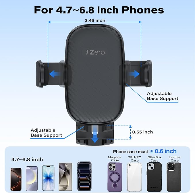Easy One-Button Release CD Phone Holder for Car, Universal CD Slot Phone Mount, Thick Cases Friendly Cell Phone Holder for iPhone, Google, Samsung, Moto & Other Smartphones (Clamp)
