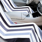 Car Seat Towel Covers with Storage Bag, 63 x 32 Inch Universal Non Slip Waterproof Sweat Protector for Car Truck, Gym Swimming Running, Machine Washable(2 Pack,Black Vertical Stripes)