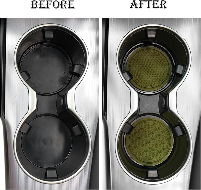 Car Cup Coaster, 4PCS Universal Non-Slip Cup Holders Embedded in Ornaments Coaster, Car Interior Accessories, Olive Green