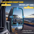Driver and Passenger Upper Side Heated Mirror Glass Compatible with 2015-2025 Ford Transit 150 250 350 2023-2025 E-Transit Replace CK4Z17K707B CK4Z17K707D