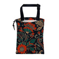 Car Garbage Bag Abstract Red and Green Flowers Hanging Canvas Car Trash Bag Drawstring Car Back Seat Organizer for Car Back Front Seat Console with Adjustable Buckle