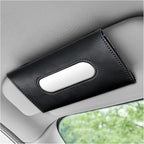 Car Tissue Holder, Auto Sun Visor Napkin Holder Hanging Paper Towel Dispenser with Tissue Refill, Premium Leather Napkin Case Mask Organizer for Backseat & Visor, Car Accessories (Black)