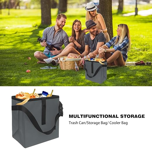 Car Trash Can, Leak-Proof Waterproof Trash Bin Collapsible Portable Auto Garbage Bag Large Capacity Trashcan Storage Bag Multipurpose Car Organizer Hanging (Gray)