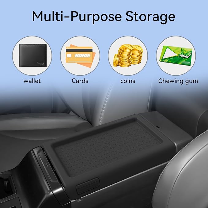 Armrest Box Cover for Toyota RAV4 2026, Black | Center Console Cover, Silicone, Console Box Lid Protector, Car Accessories