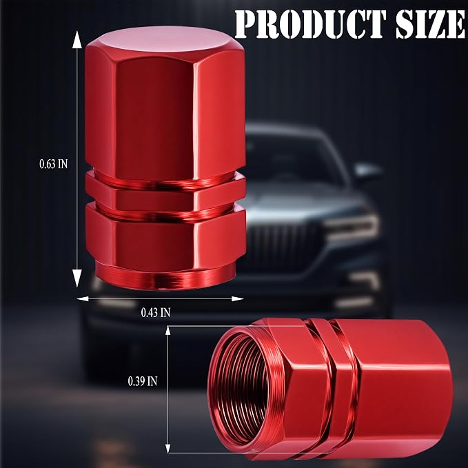 8PCS Tire Valve Stem Caps, with Rubber O-Ring, Corrosion Resistant Leak-Proof, Aluminum Alloy Universal Wheel Valve Covers for Cars, SUV, Trucks, Bikes, Motorcycles, Bicycles(Red)
