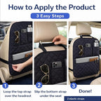 2 Pack Car Back Seat Cover 3 Pocket + 1 XLarge Pocket Organizer Protector from Dirt Scratches Mud Fit All Automotive Model Waterproof Durable Preventing the Impact of Children Kick 17"x25"