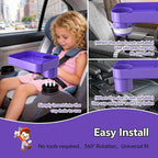 Car Seat Snack Tray for Kids Toddler Travel,Cup Holder Expander for Car,Toddler Travel & Road Trip Accessory for Mess-Free Snacking in The Car (Purple)