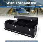 Car Trunk Organizer, Leather Trunk Organizer for SUV with Lid and Sturdy Handle Collapsible Adjustable Storage (Black, 41 x 11.4 x 12.2in)