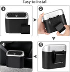 Car Trash Can with Lid, Mini Vehicle Trash Bin Car Dustbin Garbage Organizer Holder with Trash Bag, 2 Pack Small Hanging Leakproof Cars Storage Bag Container for Auto, SUV, Office (Silver)