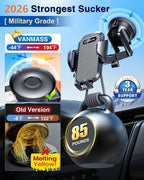 [True Military-Grade] Car Phone Holder [Upgraded Strongest Suction&Clip] Cell Phone Mount for Dashboard Windshield Vent Kit, Truck Cradle Stand for iPhone 17 Pro Max 16 15 14 Android,Ink Black