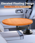 360° Rotating Wood Car Cup Holder Tray, Car Desk for Laptop, Car Food Tray Table for Eating Lunch, Cup Holder Expander, Long Road Trip Essentials Travel Patrol Accessories for Semi Truck Rv