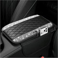 Stacool Upgraded Car Center Console Cover with Rhinestones,Microfiber Leather Car Armrest Cover Cushion with 2 Storage Bags,Universal Cars Armrest Storage Box as Cars Interior Accessories