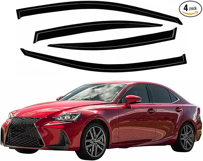 Tape-On Rain Guard 4-Piece for 06-12 Lexus Is250/Is350 Windows Visor Shield Shade Smoke