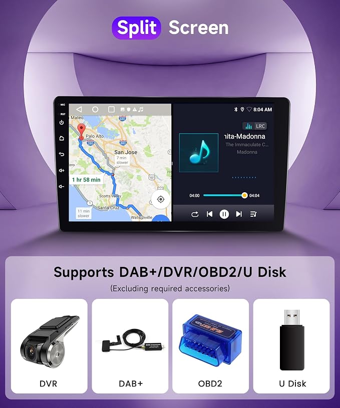 4G+64G Android 15 Car Stereo Radio for Toyota Tacoma 2005-2015, Wireless Carplay Andorid auto Mirror Link 9'' Screen GPS 5G-WiFi Bluetooth 5.0 FM/RDS EQ-32 SWC Backup Camera