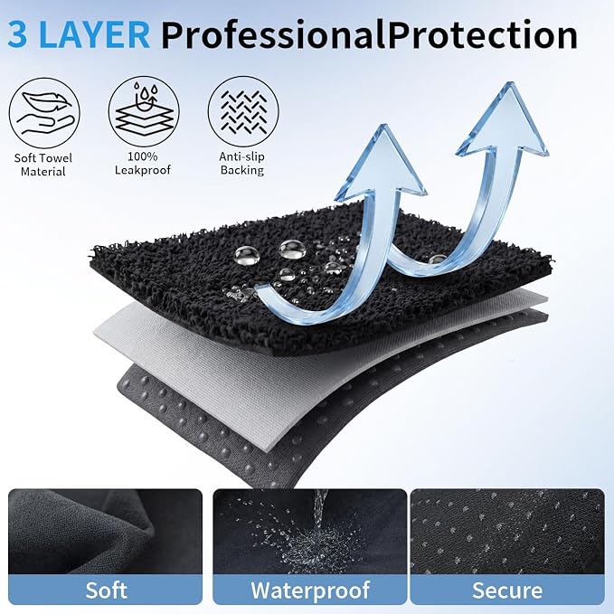 Car Seat Cover Towels Front Seats, Waterproof Sweat Car Seat Towel Protector After Gym Post Workout Athletic, SUV Truck Seat Towel Cover for Running Swimming Beach and Hiking (Black 1Pcs)