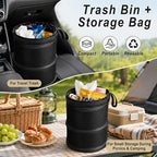 2 PCS Instant Pop Up Trash Can – Collapsible Waterproof Mini Trash Can for Car, 1 Gallon, Hanging on Headrest, Leak-Proof Lining, Portable for Road Trip, SUV, Truck, Sedan