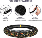 Vintage Mushroom Steering Wheel Cover Universal 14.5-15 Inch, Non-Slip Retro Mushroom Car Accessories for Women Men
