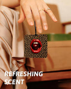 Leopard Print 8 Ball Orange Car Air Freshener 4 Pcs, Inspirational Cheetah Cherry Lips Square Hanging Air Freshener for Closet Drawer Books, Girly Y2k Car Accessories Mirror Decor for Women