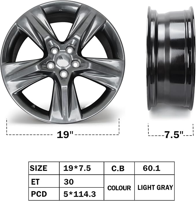 New 19x7.5" 19 Inch Premium Aluminum Alloy Wheel Rim Compatible with Toyota Hinghlander 2014-2019 | OEM Design, Alloy Replacement Wheel, Super Duty Car Rims Replacement - OE Stock Specs