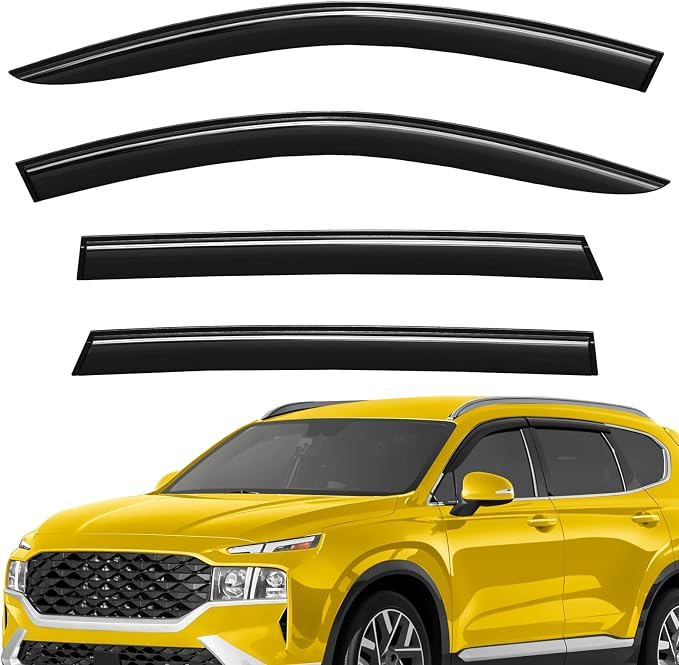 Extra Durable Window Deflectors Tape-On Window Visors Rain Guards Fit for Hyundai Santa Fe 2019-2023, Sun Visors, Wind Vent for Shades, Exterior Car Accessories - 4 pcs. AG0958