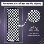 crae. Double Sided Microfiber Hand Towels, 17x27 Inches Waffle Design Kitchen Towels Set, Durable & Soft Fast Drying Hand Wash Cloth and Dishcloth Perfect for Everyday (Pia & Fonnie - Black/Pink)