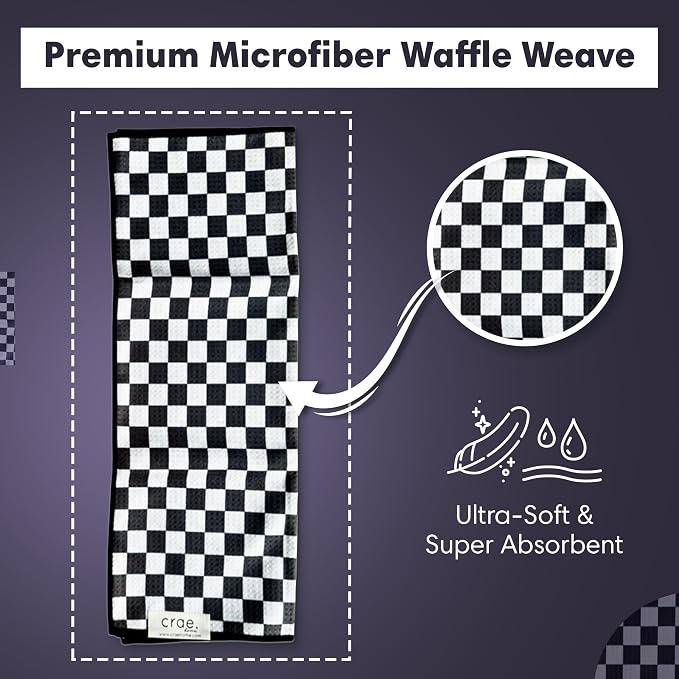 crae. Double Sided Microfiber Hand Towels, 17x27 Inches Waffle Design Kitchen Towels Set, Durable & Soft Fast Drying Hand Wash Cloth and Dishcloth Perfect for Everyday (Pia & Fonnie - Black/Pink)