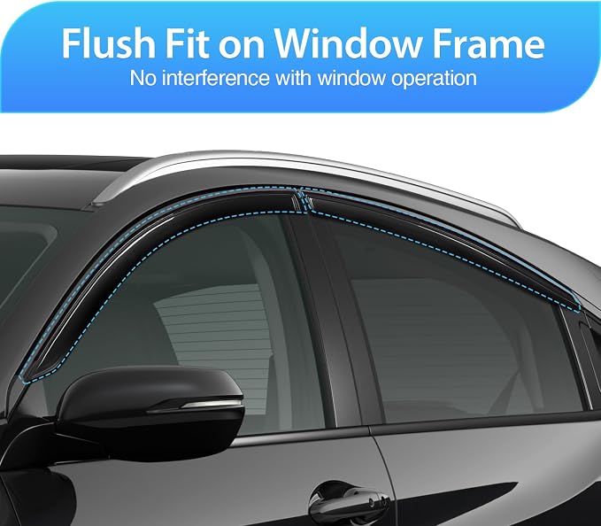 Window Visors Rain Guards for Chevy Tahoe 2015 2016 2017 2018 2019 2020, Outside Mount Window Vent Wind Deflectors Visors Shades for Fresh Air Circulation, Smoke Tinted, 4PCS